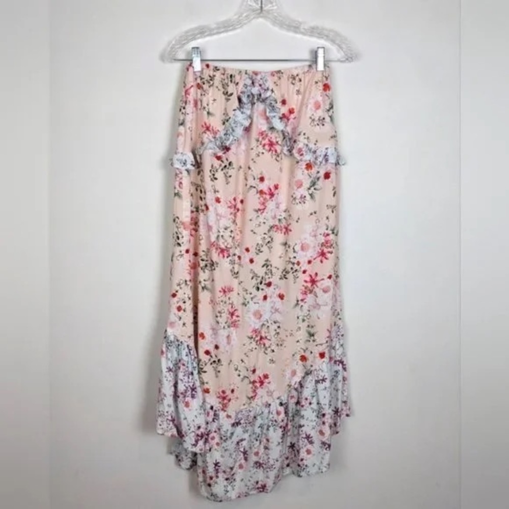 MINKPINK Sherbert Spliced Multi Skirt Cotton floral high low size xs